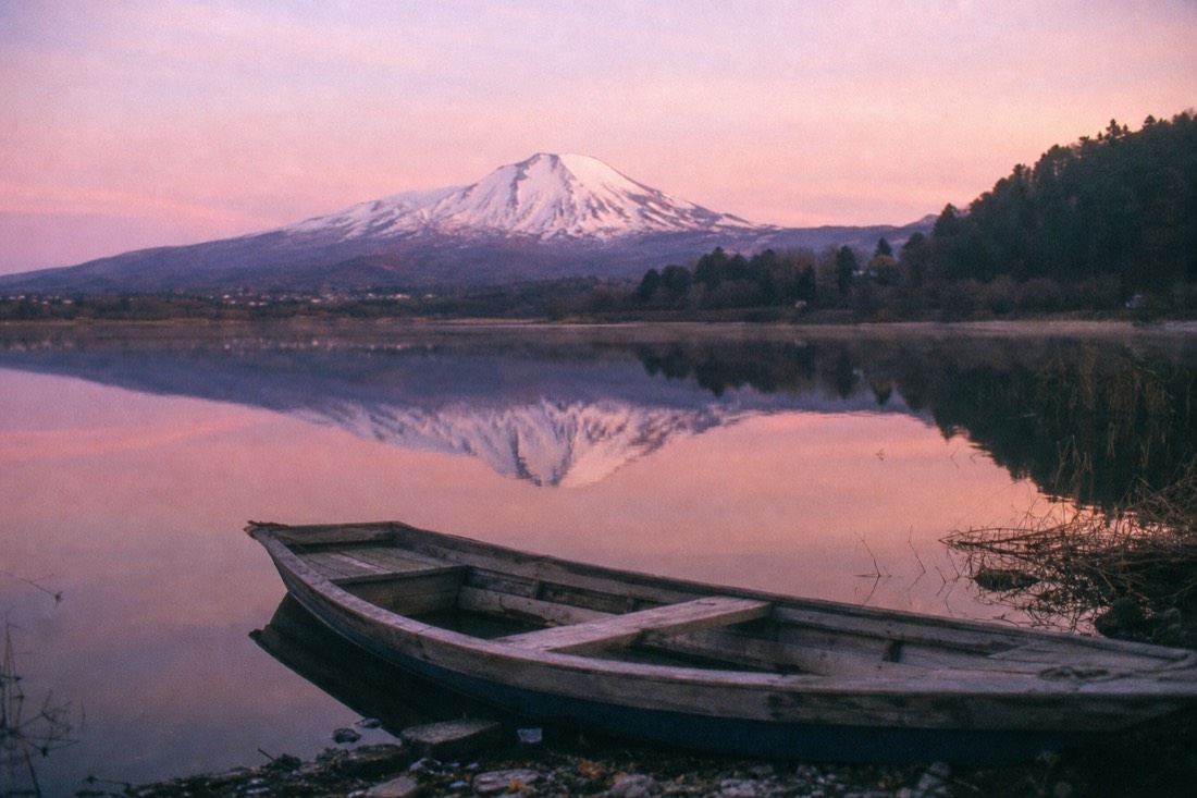 Lake Kawaguchiko at dawn with Mount Fuji reflected in still water, the day-two calm