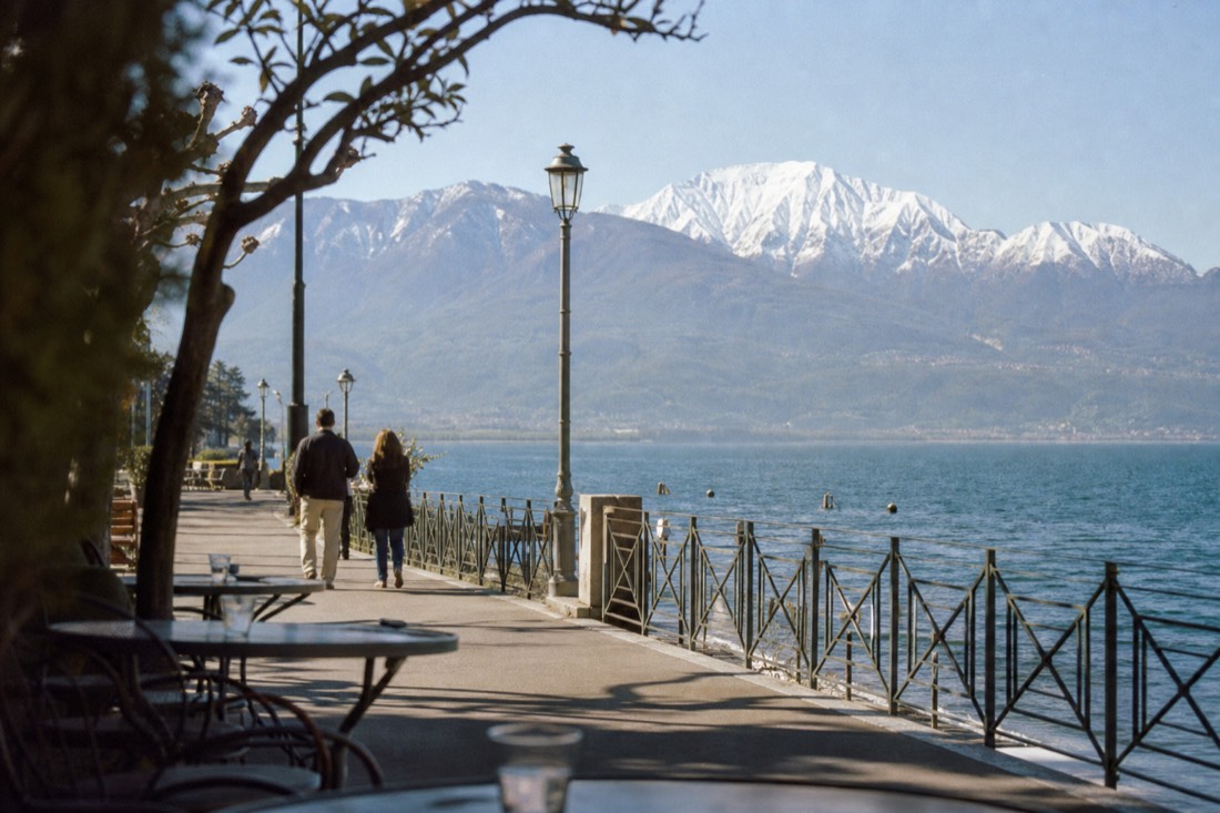 Lakeside promenade at Kawaguchiko with Mount Fuji across the water